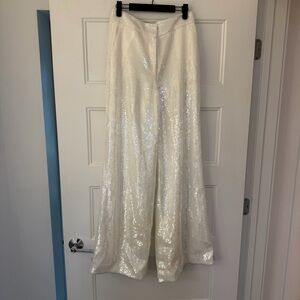 Theory Ivory Sequin Trousers